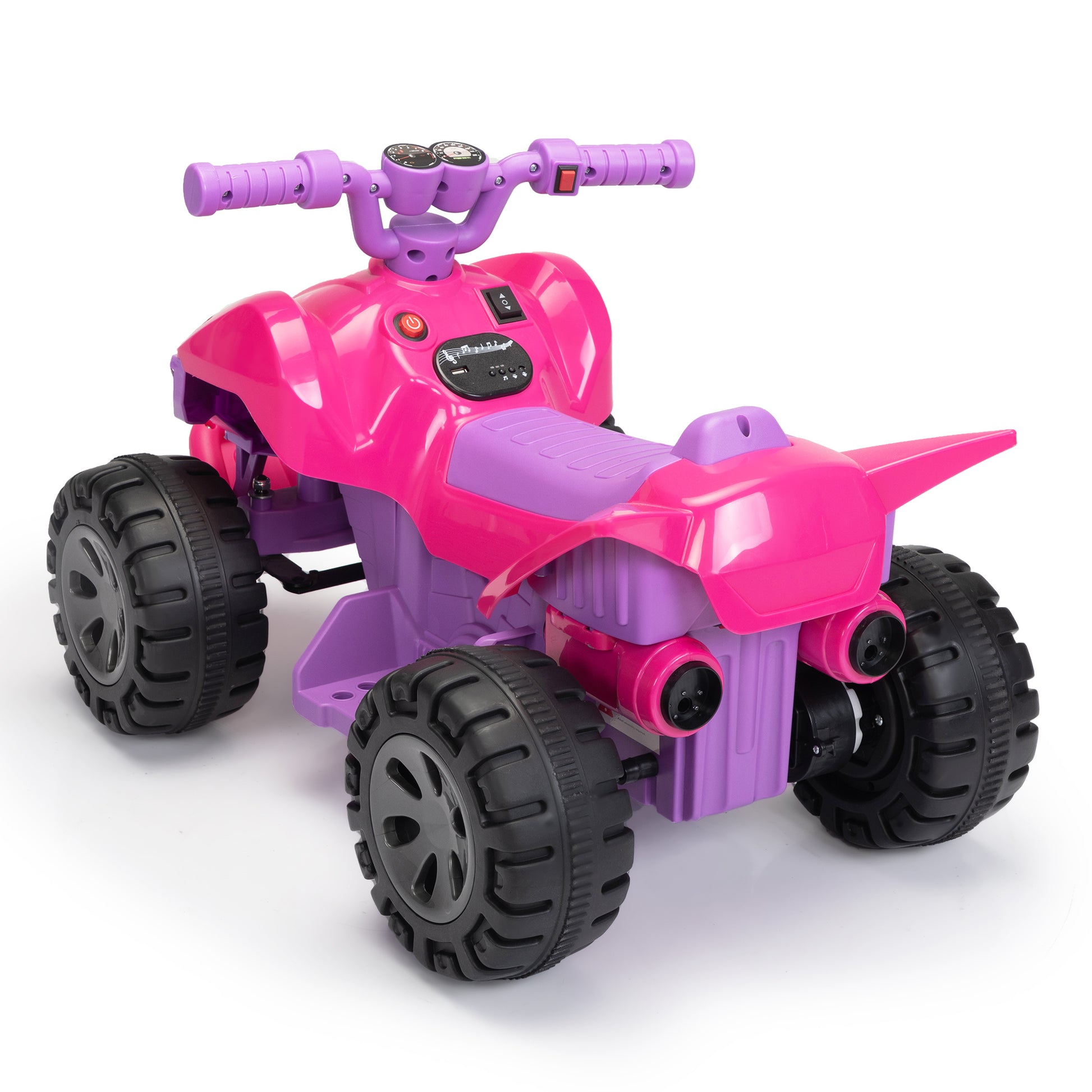 Kids Ride On Atv, 6V Battery Powered Electric Quad Car With Music, Led Lights And Spray Device, 4 Wheeled Ride On Toy For Toddlers Age 3 5, Rose Red Rose Red Polypropylene