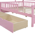 Wooden Full Size House Bed With 2 Drawers,Kids Bed With Storage Shelf, Pink Pink Wood