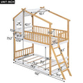 Twin Over Twin Bunk Bed Wood Bed With Roof, Window, Ladder,Natural Old Sku :Lt100008Aad Twin Natural Solid Wood