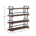 4 Tier Office Bookcase Shelf Rustic Wood Metal Bookshelves Freestanding Open Book Shelf, Industrial Tall Corner Bookcase Easy To Assemble For Home Office, Living Room And Bedroom Brown Office American Design,Rustic Metal & Wood