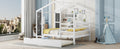 Full Size Wood House Bed With Fence And Writing Board, White White Solid Wood