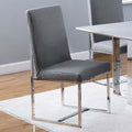 Grey Cube Base Dining Chair Set Of 2 Solid Grey Dining Room Contemporary,Modern Dining Chairs Solid Back Foam Upholstered