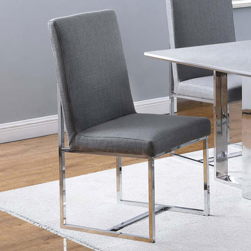 Grey Cube Base Dining Chair Set Of 2 Solid Grey Dining Room Contemporary,Modern Dining Chairs Solid Back Foam Upholstered