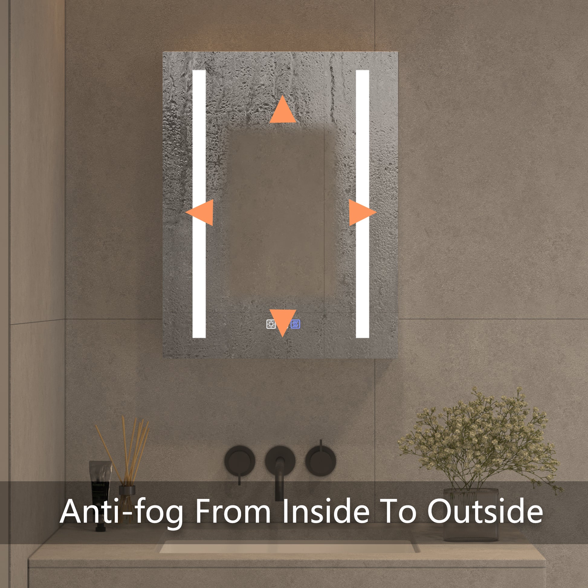 Lighted Medicine Cabinet 20 X 26 Inch, Recessed Or Surface Led Medicine Cabinet,Room Temp Display,Defog,Night Light,Stepless Dimming,3000K 6400K, Outlets & Usbs,Hinge On The Right. Silver Aluminium