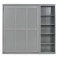 Full Size Murphy Bed Wall Bed With Shelves,Gray Gray Solid Wood Mdf