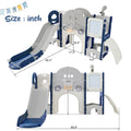 Kids Slide Playset Structure 9 In 1, Freestanding Space Set With Slide, Arch Tunnel, Ring Toss, Drawing Whiteboardl And Basketball Hoop For Toddlers, Kids Climbers Playground Blue Grey Hdpe Indoor &