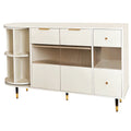 Rotating Storage Cabinet With 2 Doors And 2 Drawers, Suitable For Living Room, Study, And Balcony 1 2 Shelves Beige Mdf