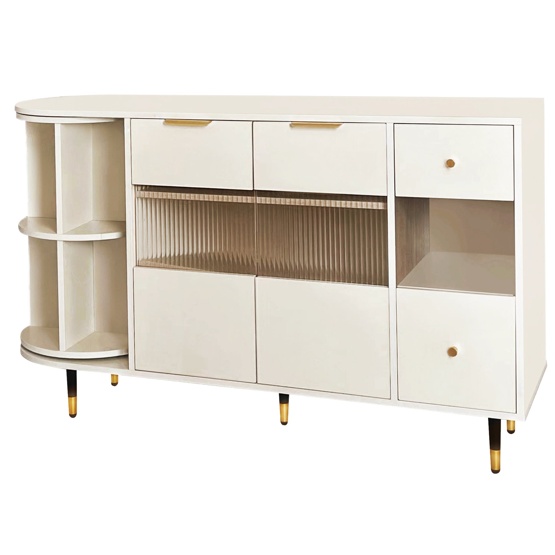 Rotating Storage Cabinet With 2 Doors And 2 Drawers, Suitable For Living Room, Study, And Balcony 1 2 Shelves Beige Mdf