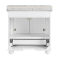 36'' Bathroom Vanity With Carrara Natural Marble Top And Backsplash, Bathroom Storage Cabinet With Doors And Drawers In White 1 White 2 Rust Resistant Bathroom Freestanding Traditional Mdf