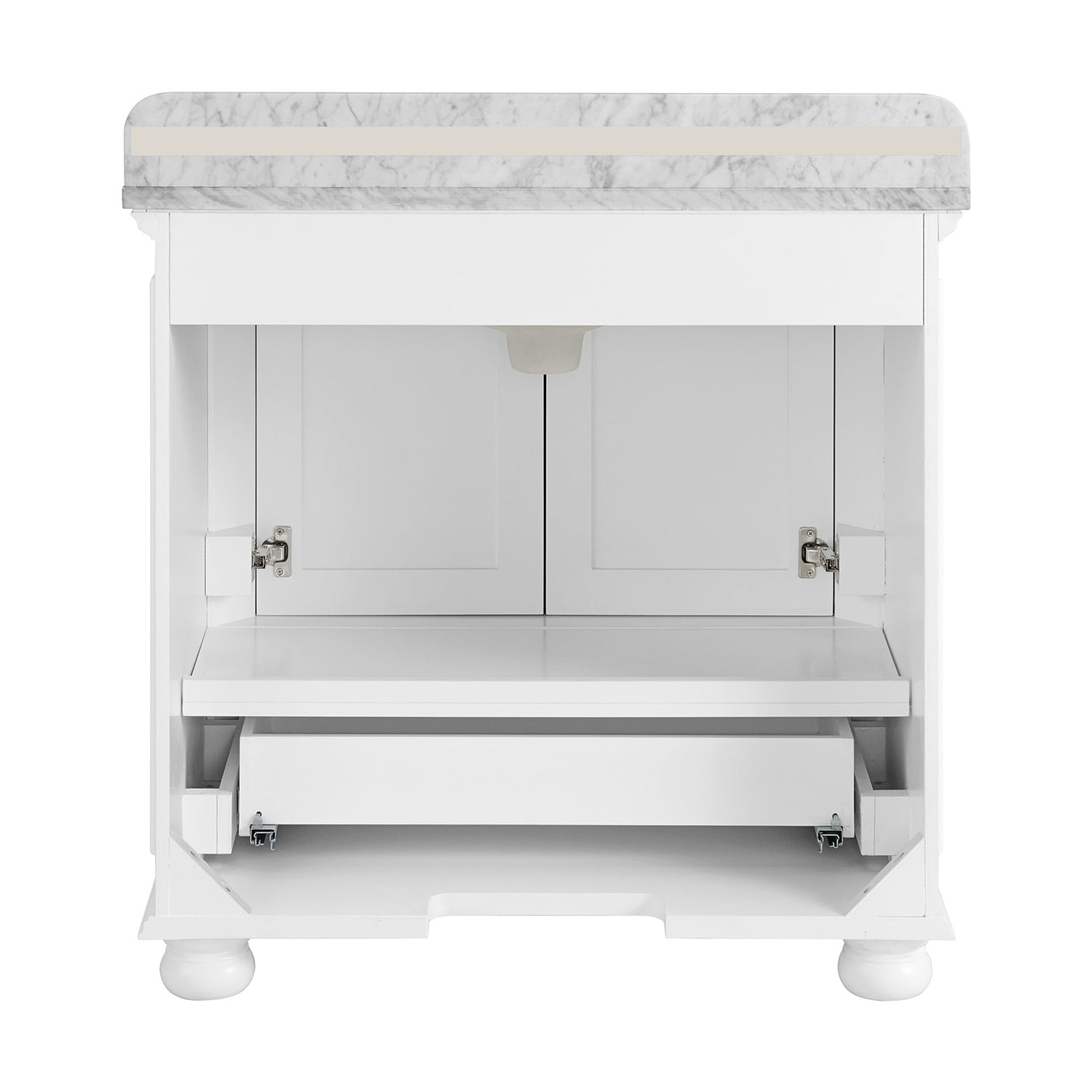 36'' Bathroom Vanity With Carrara Natural Marble Top And Backsplash, Bathroom Storage Cabinet With Doors And Drawers In White 1 White 2 Rust Resistant Bathroom Freestanding Traditional Mdf