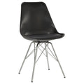 Black And Chrome Padded Dining Chair Set Of 2 Solid Black Dining Room Spot Clean Contemporary,Modern Side Chair Solid Back Metal
