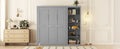 Queen Size Murphy Bed Wall Bed With Shelves,Gray Gray Solid Wood Mdf