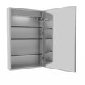 Lighted Medicine Cabinet 20 X 32 Inch, Recessed Or Surface Led Medicine Cabinet, Clock, Room Temp Display,Defog,Night Light,Stepless Dimming,3000K 6400K, Outlets & Usbs,Hinge On The Right Silver Aluminium