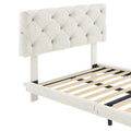Twin Size Upholstered Bed With Light Stripe, Floating Platform Bed, Linen Fabric,Beige Beige Linen