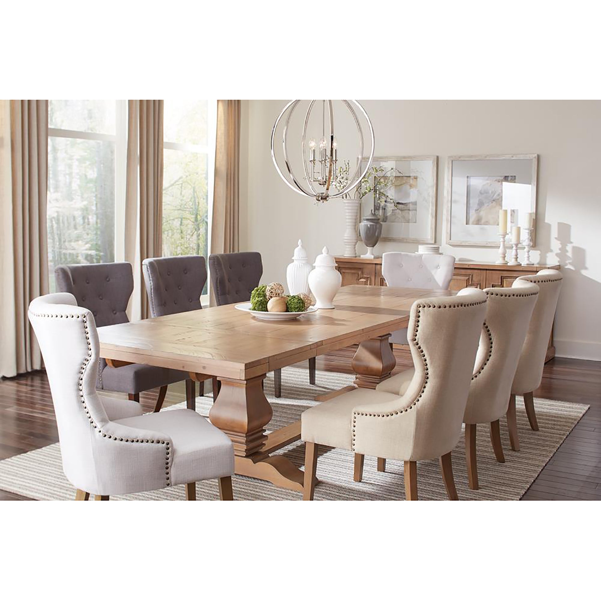 Grey And Rustic Smoke Tufted Dining Chair Solid Grey Gray Dining Room Spot Clean Traditional Dining Chairs Rubberwood Tufted Back Foam Upholstered