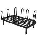 Luxury Modern 4 Piece Outdoor Iron Frame Conversation Set, Patio Chat Set With Acacia Wood Round Coffee Table For Backyard, Deck, Poolside, Indoor Use, Loveseat Arm Chairs, Gray Yes Sectional Gray Weather Resistant Frame Water Resistant Cushion Garden &