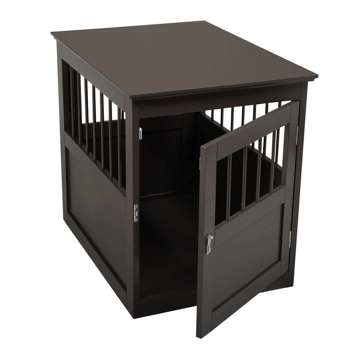 Wood Dog Crate Furniture, End Table Designed Dog Kennel With Side Slats, Brown Brown Mdf