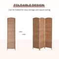 6' Tall Wicker Weave 3 Panel Room Divider Privacy Screen Natural Natural Wood