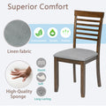 Wooden Dining Chairs Set Of 4, Kitchen Chair With Padded Seat, Upholstered Side Chair For Dining Room, Living Room, Walnut Walnut Dining Room Rubberwood Rubber Wood