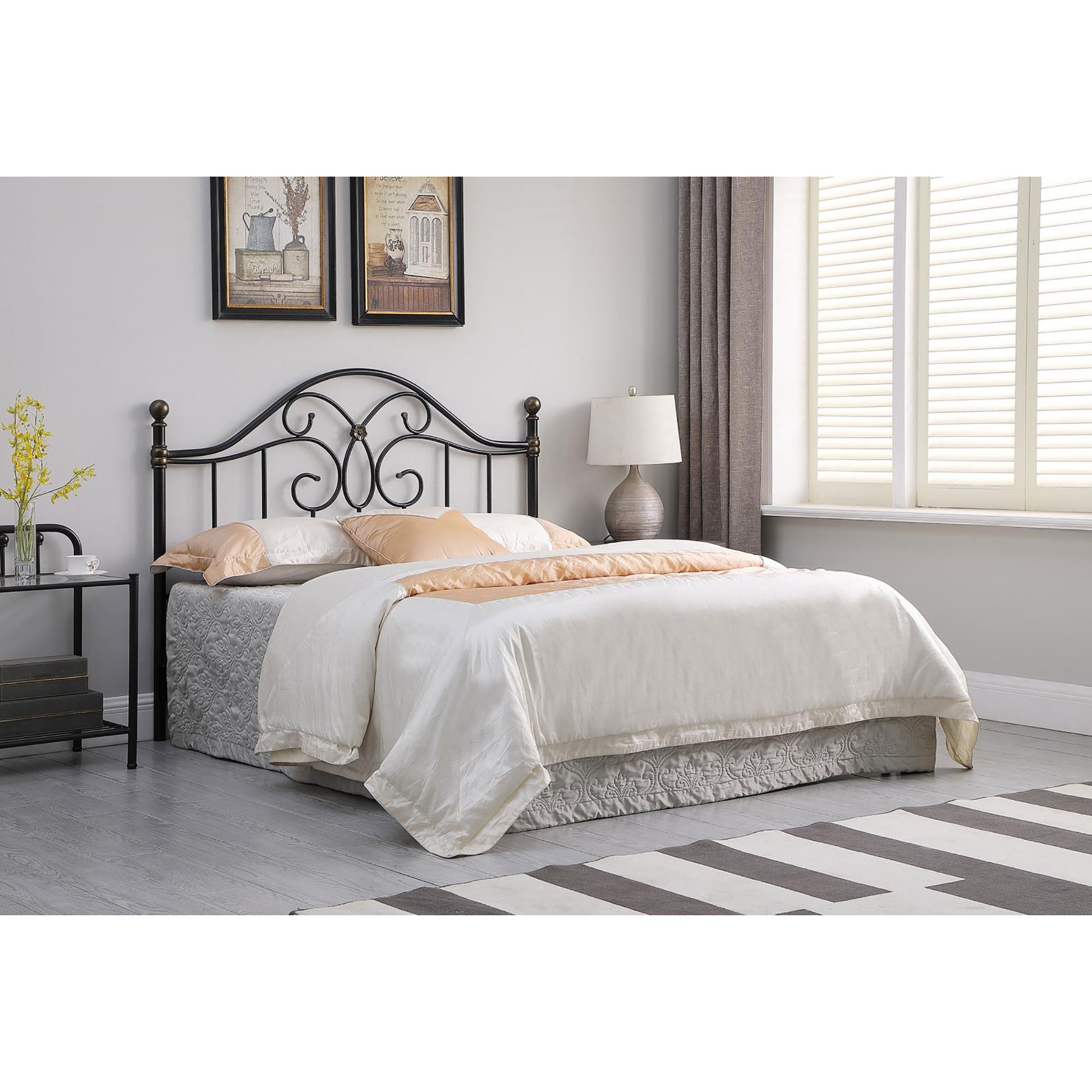 Black And Bronze Full And Queen Metal Headboard Black Metal Bedroom Traditional Bed Frame Metal