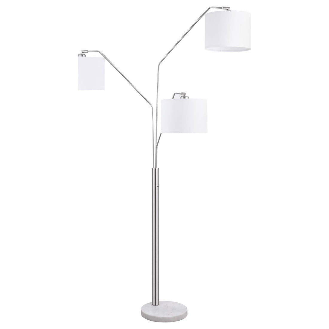 White And Stain Nickel Trio Drum Shade Floor Lamp Silver Table&Floor Lamps Contemporary,Modern Living Room Metal