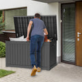 230 Gallon Deck Box, Waterproof Resin Large Outdoor Storgae Box For Patio Furniture, Patio Cushions, Gardening Tools, Pool And Sports Supplies, Lockable Black No Complete Patio Set Black Water Resistant Frame Garden & Outdoor Classic Complete Patio Sets