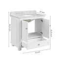 36'' Bathroom Vanity With Carrara Natural Marble Top And Backsplash, Bathroom Storage Cabinet With Doors And Drawers In White 1 White 2 Rust Resistant Bathroom Freestanding Traditional Mdf