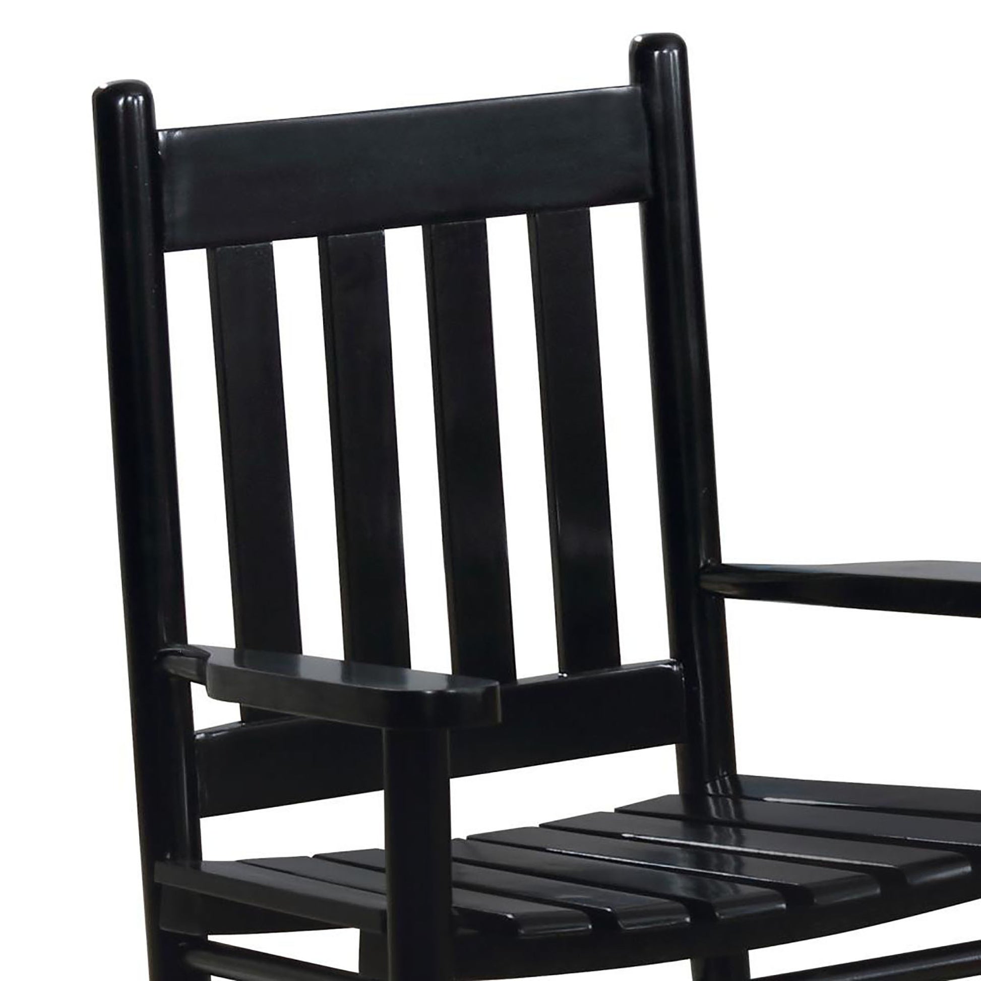 Black Slat Back Youth Rocking Chair Black Primary Living Space Farmhouse,Rustic Rocking Chairs Acacia Slat Back Wood