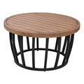 Luxury Modern 4 Piece Outdoor Iron Frame Conversation Set, Patio Chat Set With Acacia Wood Round Coffee Table For Backyard, Deck, Poolside, Indoor Use, Loveseat Arm Chairs, Beige Yes Sectional Beige Weather Resistant Frame Water Resistant Cushion Garden