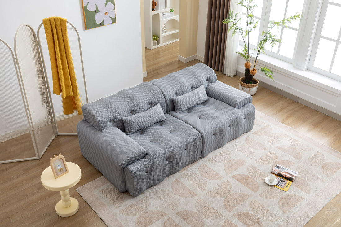 Large Size 2 Seater Sofa, Pure Foam Comfy Sofa Couch, Modern Lounge Sofa For Living Room, Apartment Light Grey Foam Spring 3 Seat