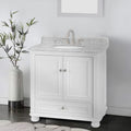 36'' Bathroom Vanity With Carrara Natural Marble Top And Backsplash, Bathroom Storage Cabinet With Doors And Drawers In White 1 White 2 Rust Resistant Bathroom Freestanding Traditional Mdf