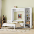 Queen Size Murphy Bed Wall Bed With Shelves,White White Solid Wood Mdf