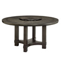 1Pc Transitional Round Table With Lazy Susan Dark Brown Finish Single Pedestal Wooden Dining Room Furniture Brown Seats 6 Dining Room Contemporary,Transitional Round Wood