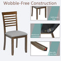 Wooden Dining Chairs Set Of 4, Kitchen Chair With Padded Seat, Upholstered Side Chair For Dining Room, Living Room, Walnut Walnut Dining Room Rubberwood Rubber Wood