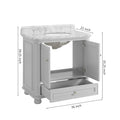 36'' Bathroom Vanity With Carrara Natural Marble Top And Backsplash, Bathroom Storage Cabinet With Doors And Drawers In Gray 1 White 2 Rust Resistant Bathroom Freestanding Traditional Mdf