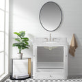 36'' Bathroom Vanity With Carrara Natural Marble Top And Backsplash, Bathroom Storage Cabinet With Doors And Drawers In White 1 White 2 Rust Resistant Bathroom Freestanding Traditional Mdf