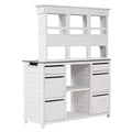 Garden Potting Bench Table, Rustic And Sleek Design With Multiple Drawers And Shelves For Storage, White And Gray White Gray Garden & Outdoor Rustic Wood