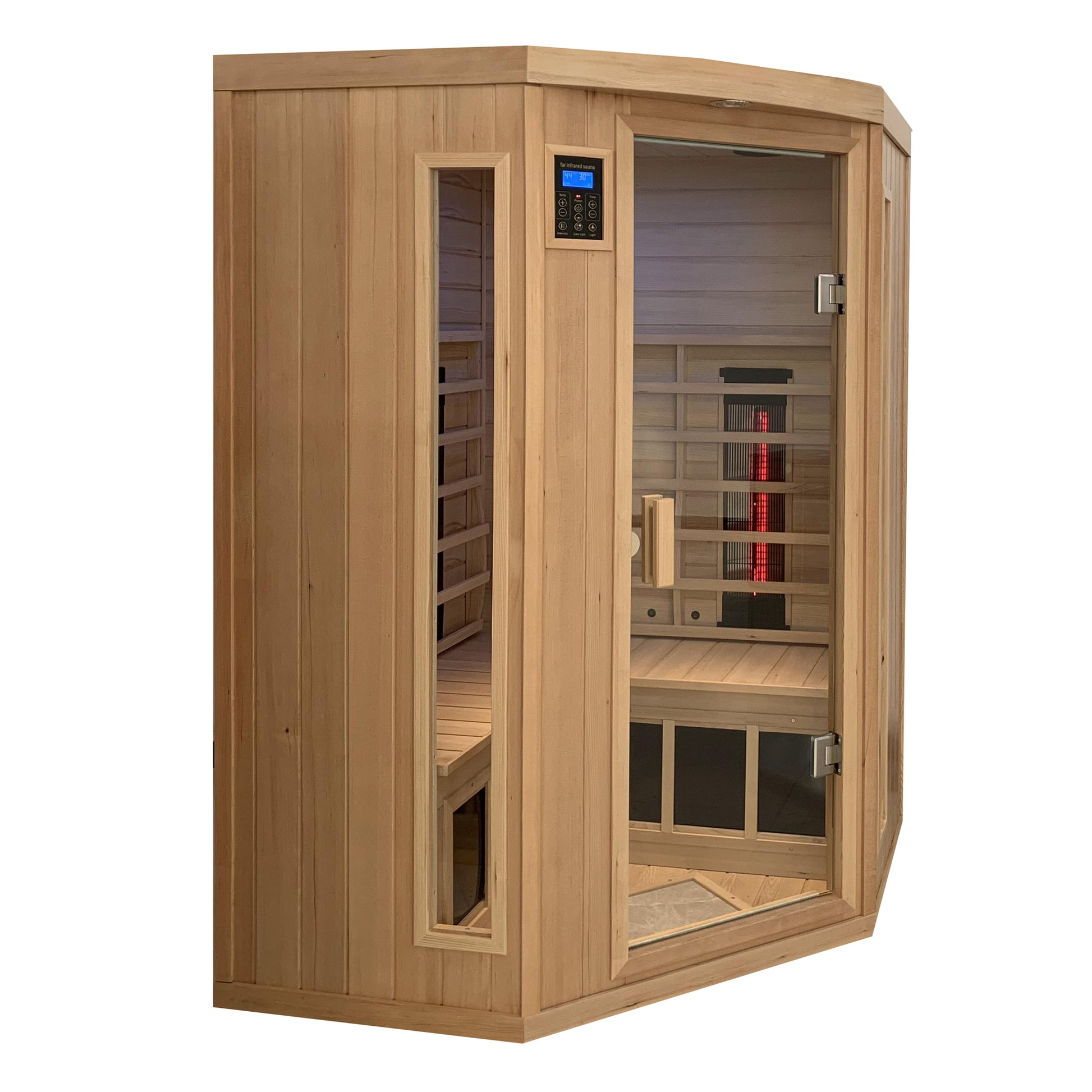 Hemlock Pentagonal Double Opening Glass Sauna Room Natural Wood Solid Wood