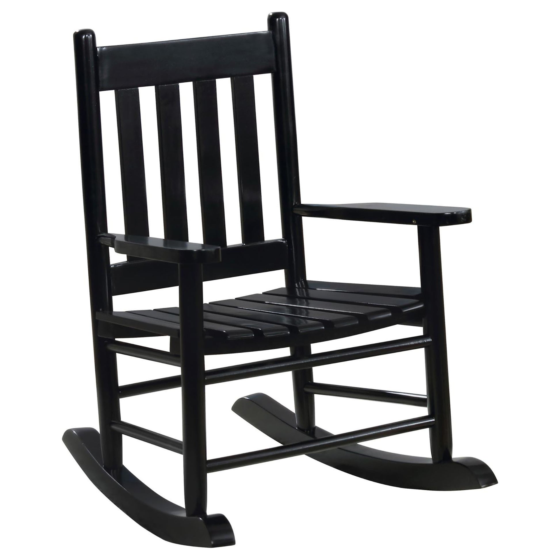 Black Slat Back Youth Rocking Chair Black Primary Living Space Farmhouse,Rustic Rocking Chairs Acacia Slat Back Wood