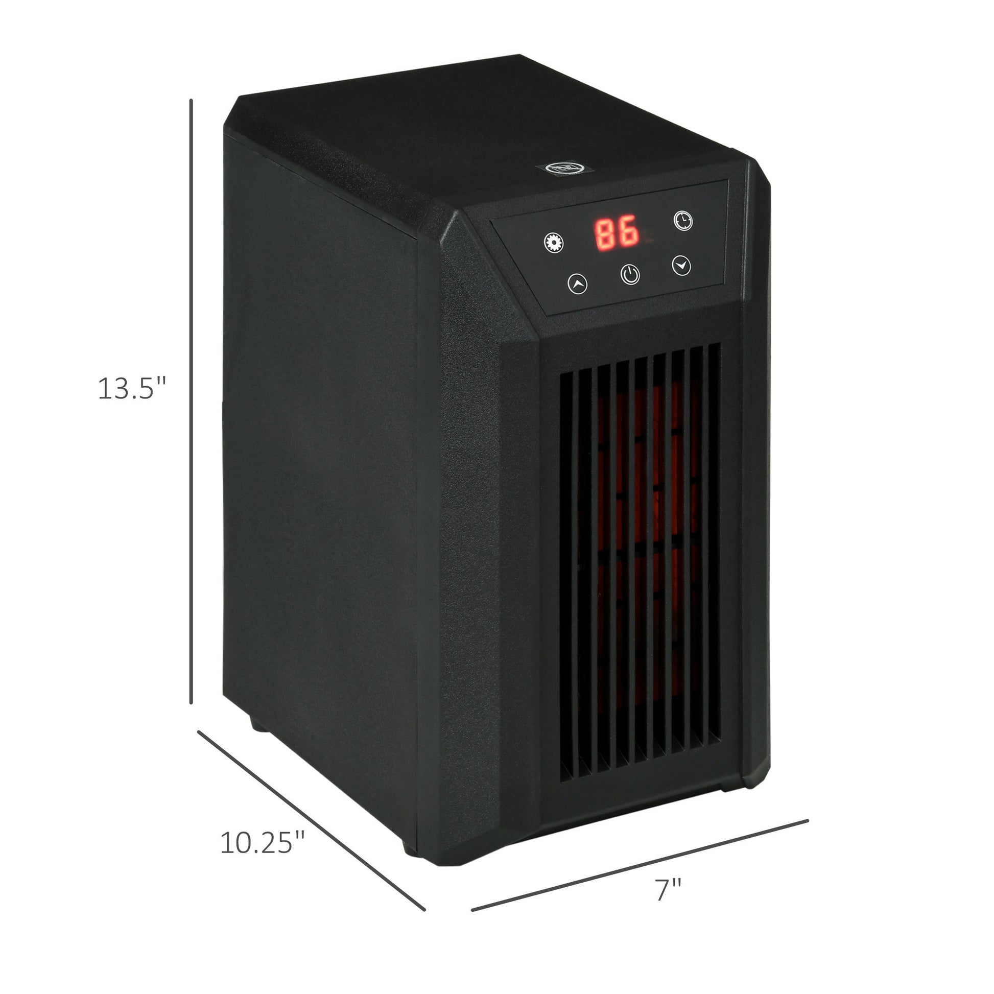 Electric Space Heater For Indoor Use, 1500W Fast Heating Portable Electric Heater With Infrared Quartz Heat Element, Thermostat, 3 Modes, Remote, 12H Timer Black Plastic