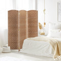 6' Tall Wicker Weave 3 Panel Room Divider Privacy Screen Natural Natural Wood