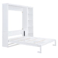 Queen Size Murphy Bed Wall Bed With Shelves,White White Solid Wood Mdf