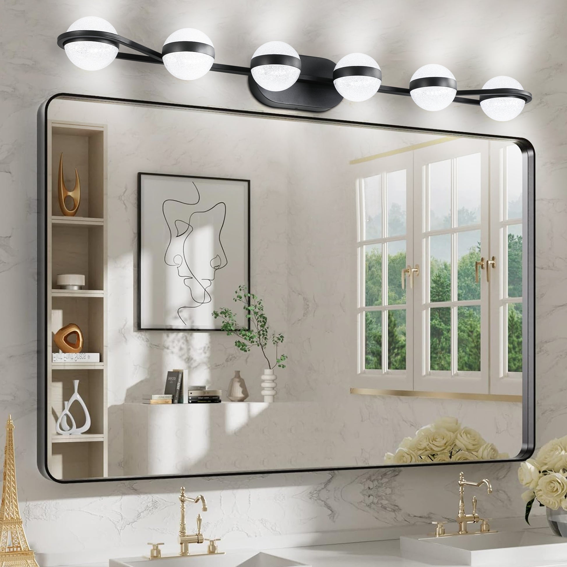 Vanity Lights With 6 Led Bulbs For Bathroom Lighting Black Black Modern Acrylic