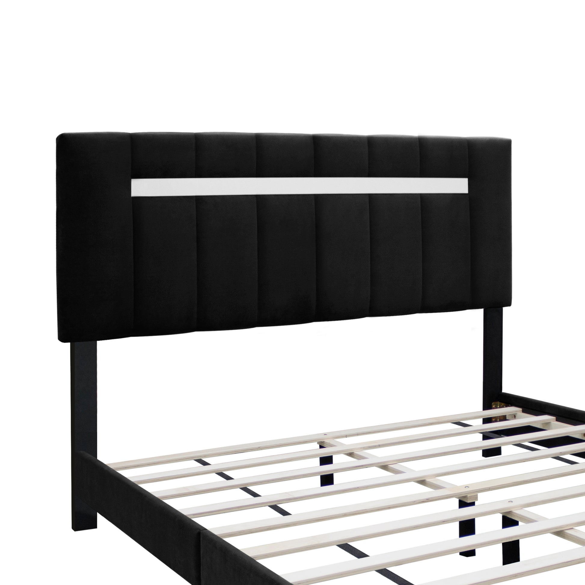 Black Queen Size Adjustable Upholstered Bed Frame Dark Velvet Collection Comfort And Simplicity Box Spring Not Required Queen Black Wood Espresso Bedroom Shabby Chic Rubberwood Adjustable Bedbase Fiber Foam And Polyester Fiber Pad Velvet Upholstered