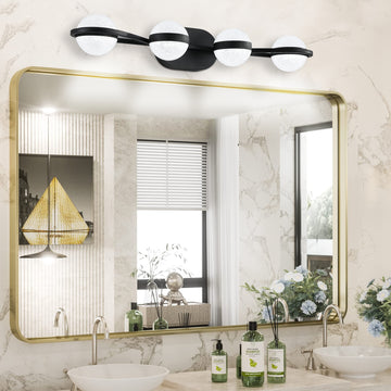 Modern Minimalist Bathroom Vanity Light, Led 4 Bulb Frosted Glass Shades, Wall Mounted Decorative Lighting Fixture, Suitable For Bathroom Vanity Mirror Black Black Modern Acrylic