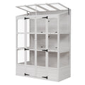 78 Inch Wooden Greenhouse Cold Frame With 4 Independent Skylights And 2 Folding Middle Shelves, Walk In Outdoor Greenhouse, White White Seats 2 Garden & Outdoor Casual Wood