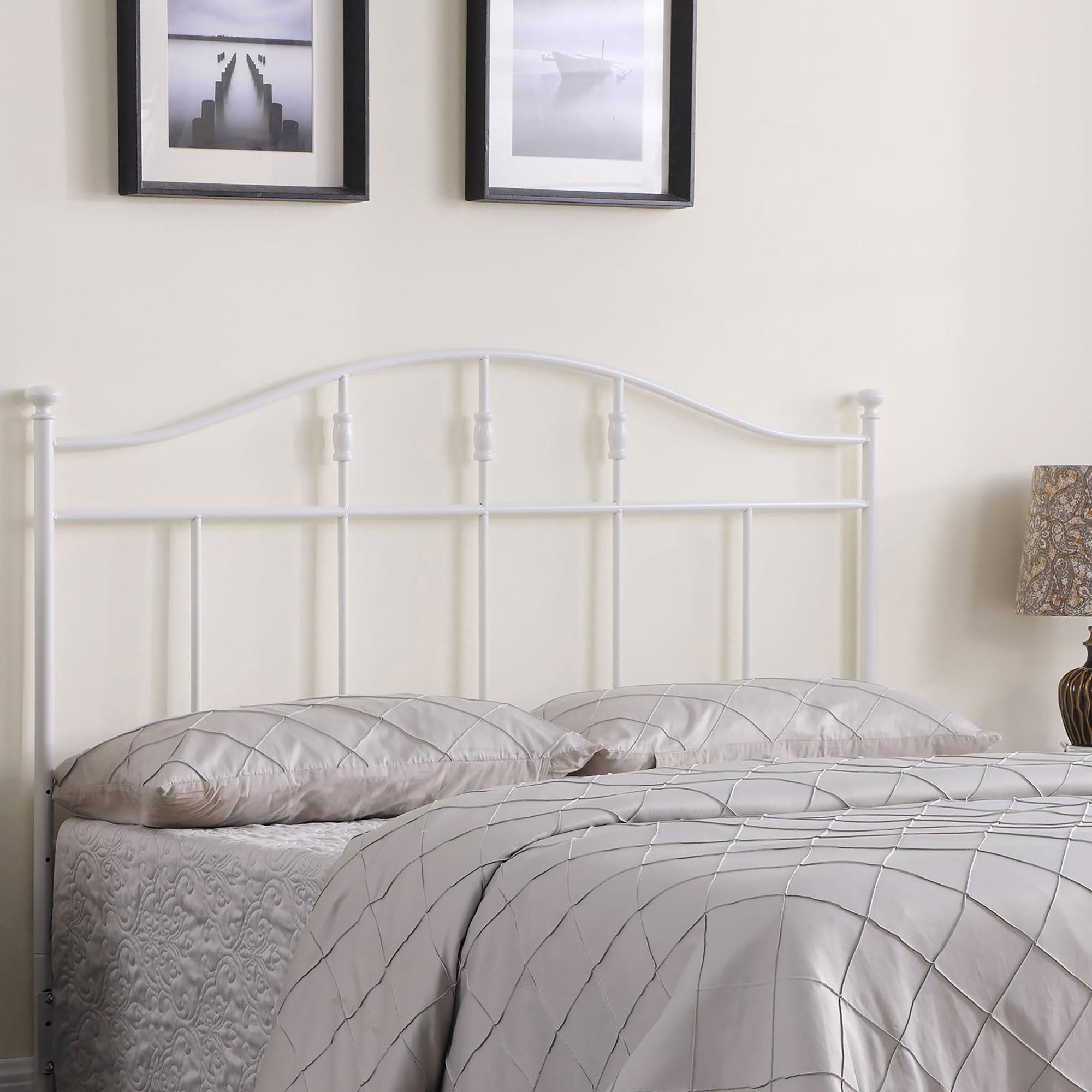 White Queen And Full Metal Arched Headboard White Metal Bedroom Transitional Bed Frame Metal