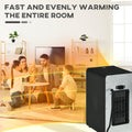 Electric Space Heater For Indoor Use, 1500W Fast Heating Portable Electric Heater With Infrared Quartz Heat Element, Thermostat, 3 Modes, Remote, 12H Timer Black Plastic