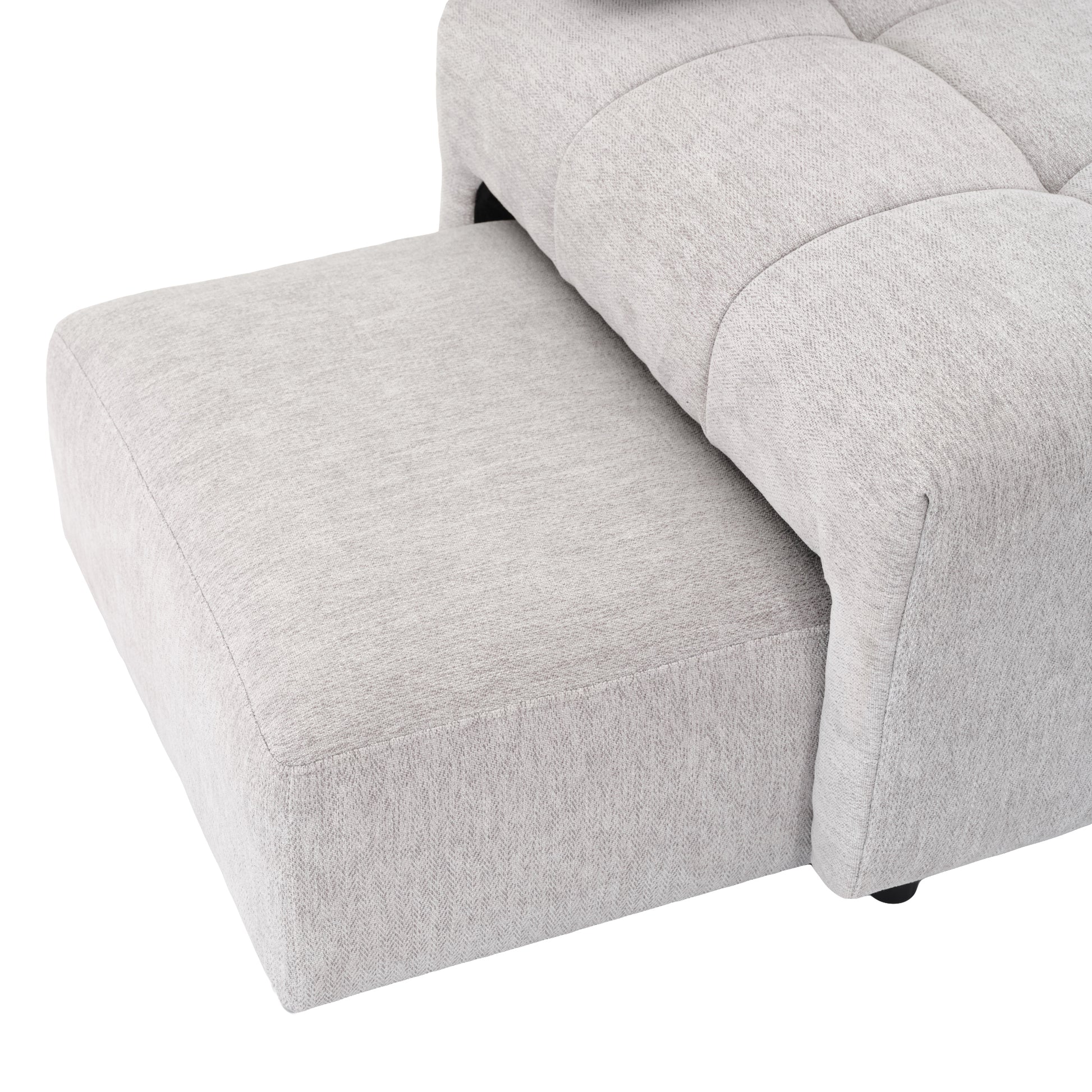 91.73" L Shaped Sofa Sectional Sofa Couch With 2 Stools And 2 Lumbar Pillows For Living Room, Light Grey Light Grey Chenille