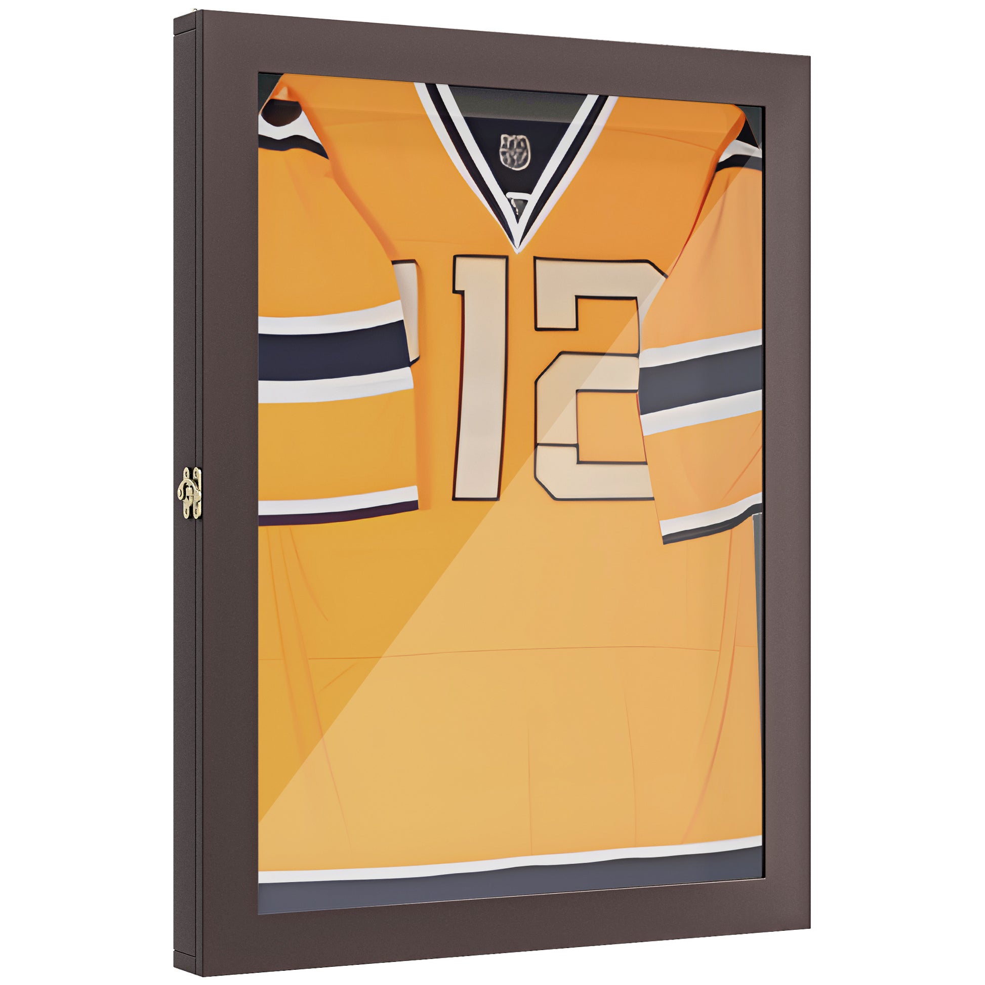 28" X 35" Uv Resistant Sports Jersey Frame Display Case, Brown Black Brown Mdf